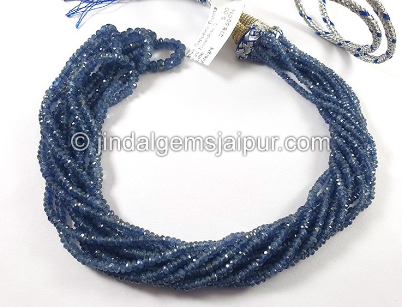 Blue Sapphire Burma Faceted Roundelle Shape Beads