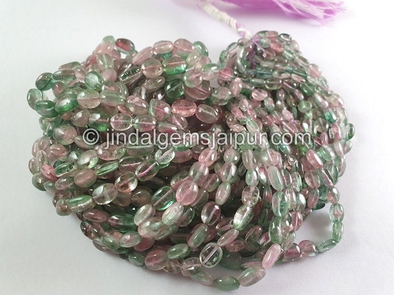 Bi Color Tourmaline Smooth Oval Beads