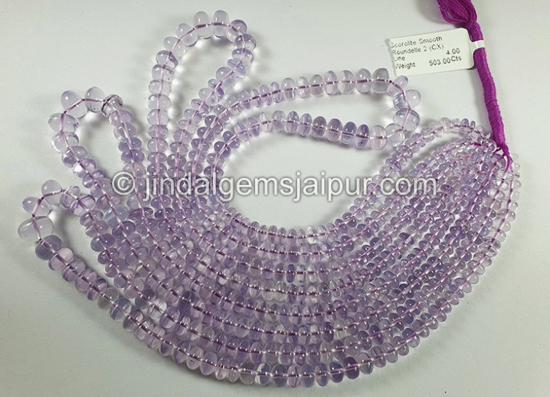 Scorolite Or Lavender Quartz Smooth Roundelle Shape Beads