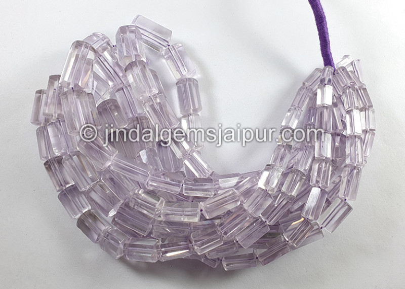 Pink Amethyst Step Cut Pipe Shape Beads