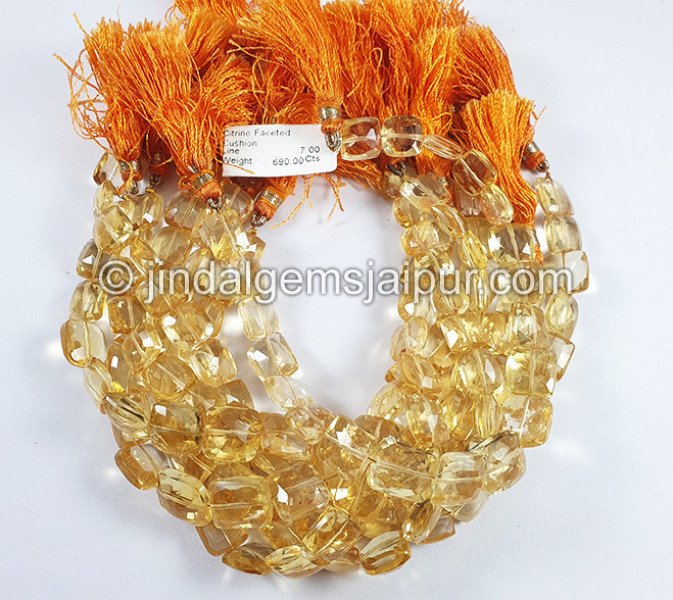 Citrine Faceted Cushion Shape Beads
