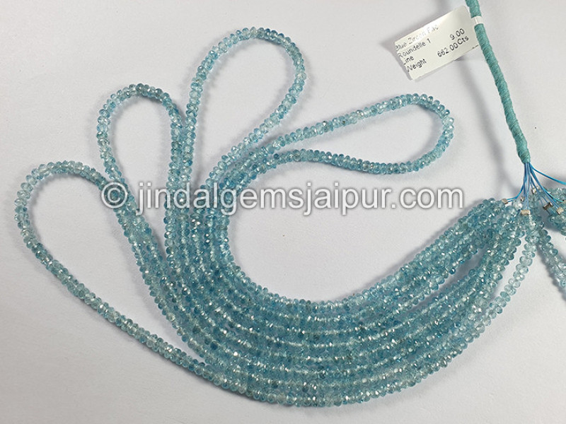 Blue Zircon Faceted Roundelle Shape Beads