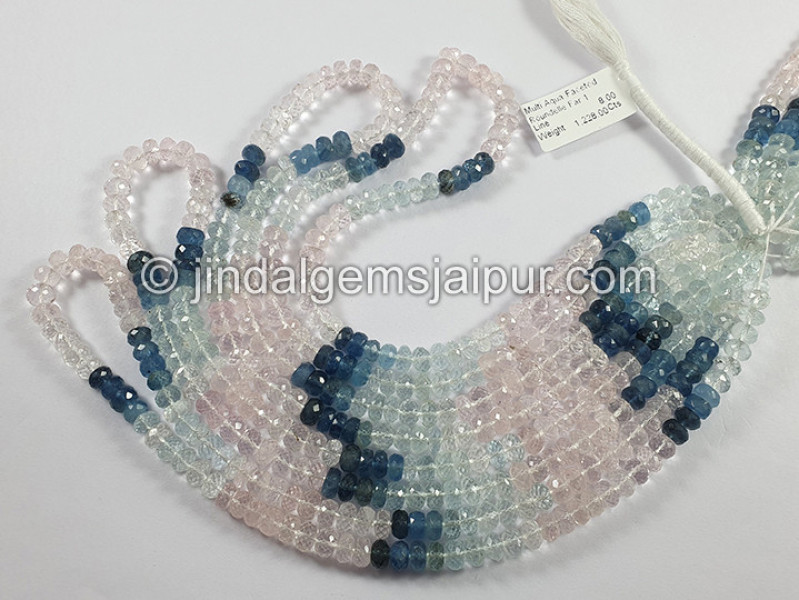Multi Aquamarine Faceted Roundelle Shape Big Beads