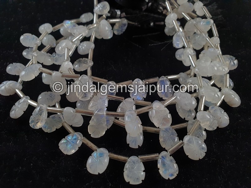 Rainbow Moonstone Carved Pear Shape Beads