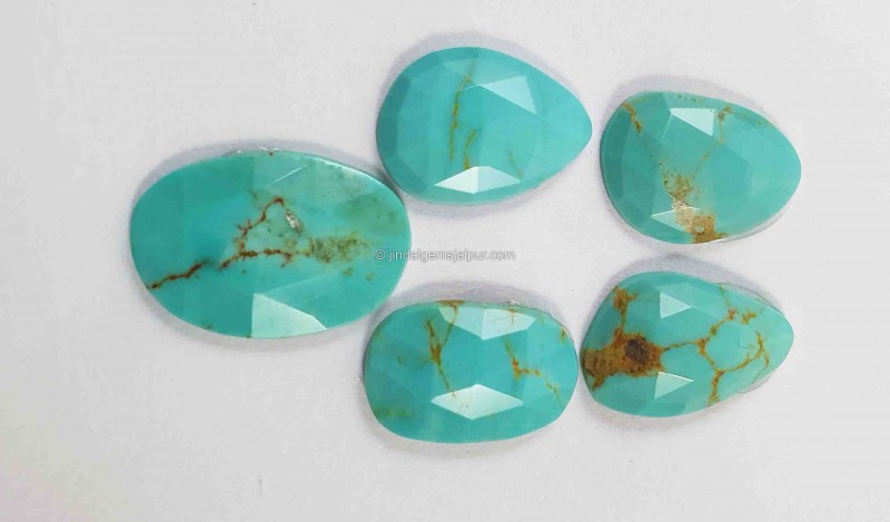 Golden Spiderweb Turquoise Rose Cut Slices