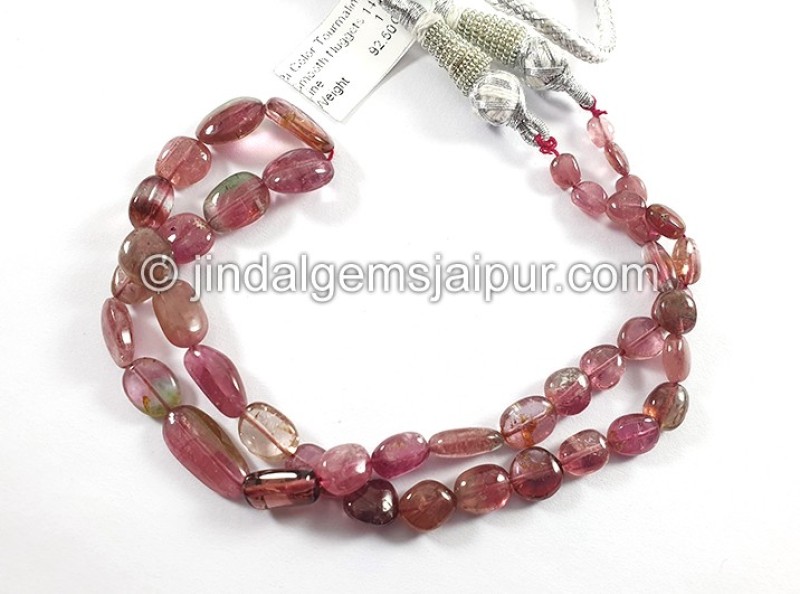 Bi Color Tourmaline Smooth Nuggets Shape Beads