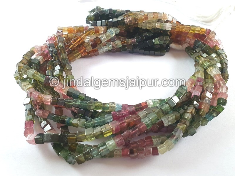 Tourmaline Smooth Cube Beads -- TURA488