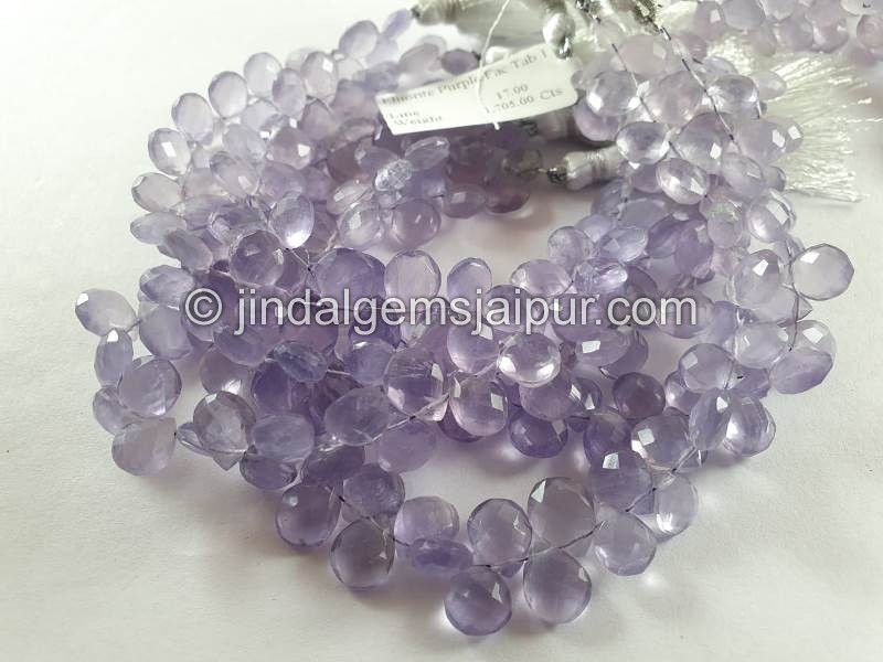 Yttrium Purple Fluorite Faceted Pear Beads