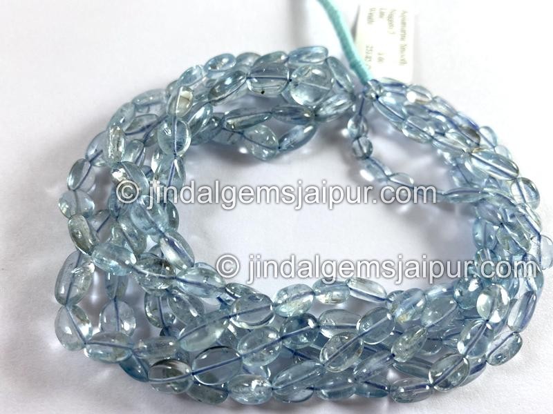 Aquamarine Smooth Oval Nugget Beads