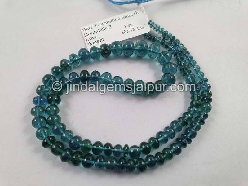 Blue Tourmaline Smooth Roundelle Beads