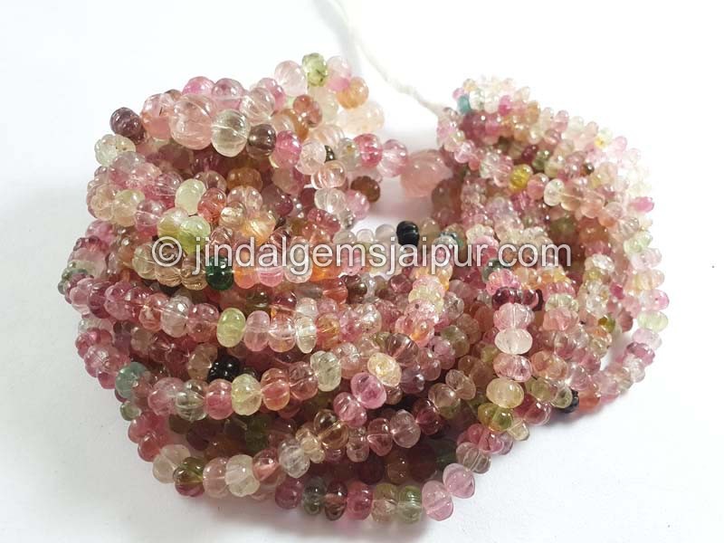 Multi Tourmaline Carved Pumpkin Beads