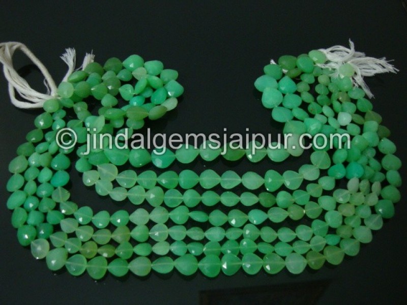 Chrysoprase Faceted Heart Shape Beads