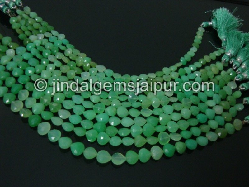 Shaded Chrysoprase Faceted Heart Shape Beads