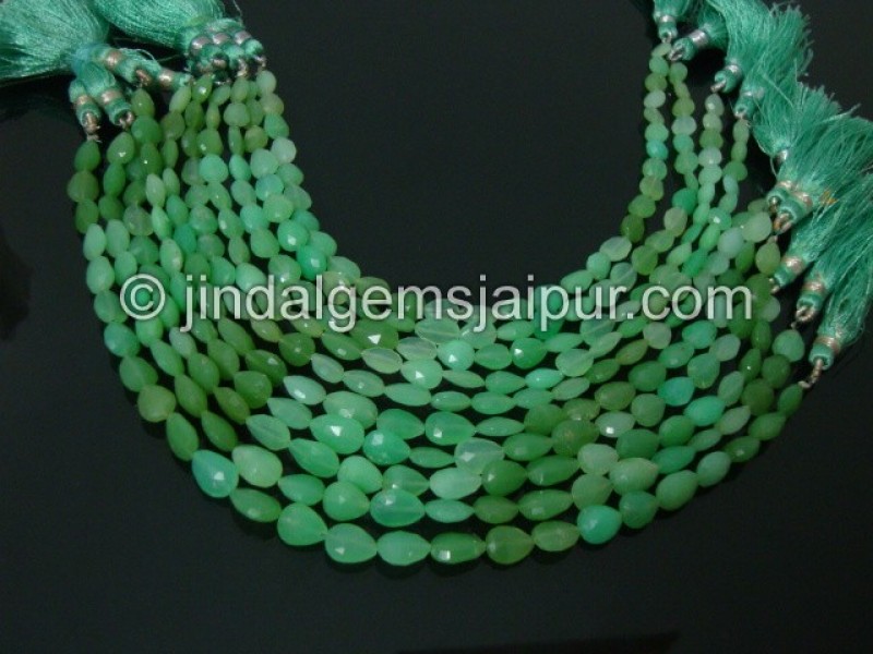 Shaded Chrysoprase Faceted Pear Shape Beads