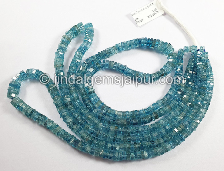 Blue Zircon Faceted Bolt Shape Beads
