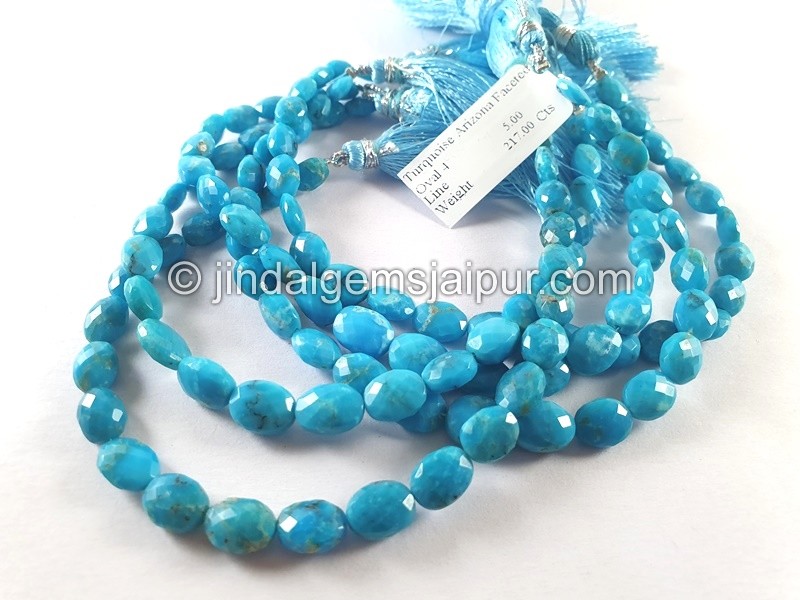 Turquoise Arizona Faceted Oval Shape Beads