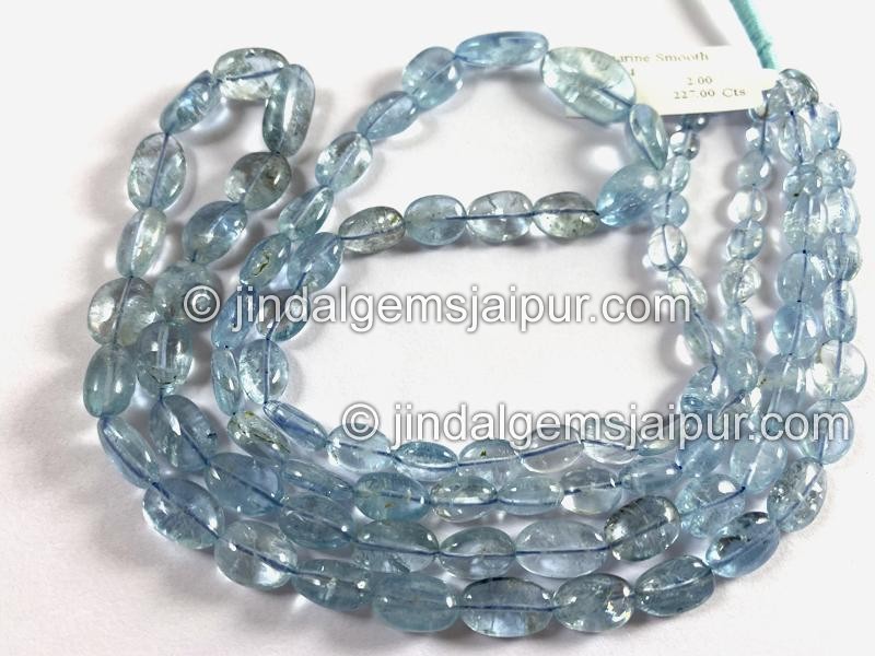 Aquamarine Smooth Oval Nugget Beads