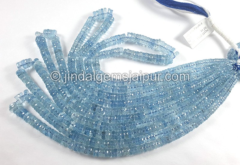 Devil Blue Aquamarine Faceted Tyre Shape Beads