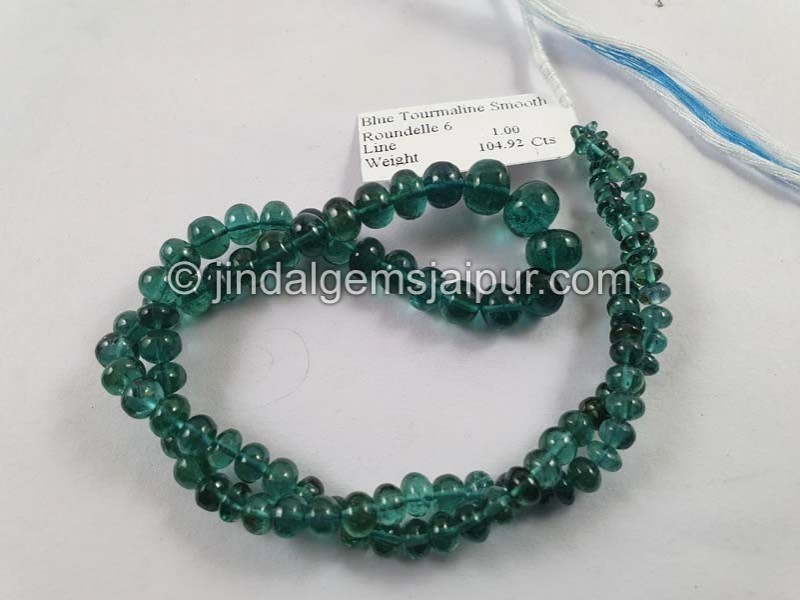 Teal Green Tourmaline Smooth Roundelle Beads