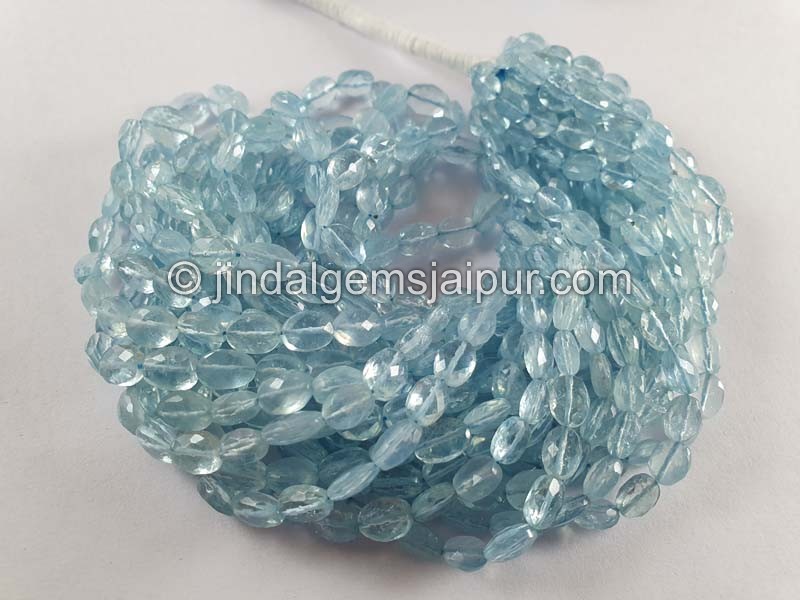 Aquamarine Faceted Oval Beads