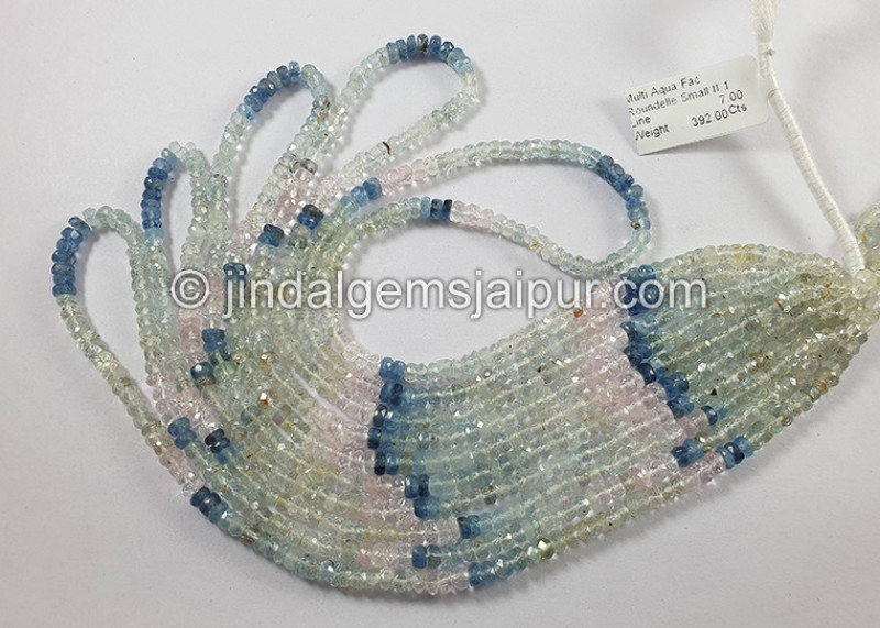 Multi Aquamarine Faceted Roundelle Shape Beads