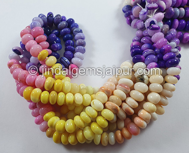 Multi Opal Dyed Smooth Roundelle Shape Beads