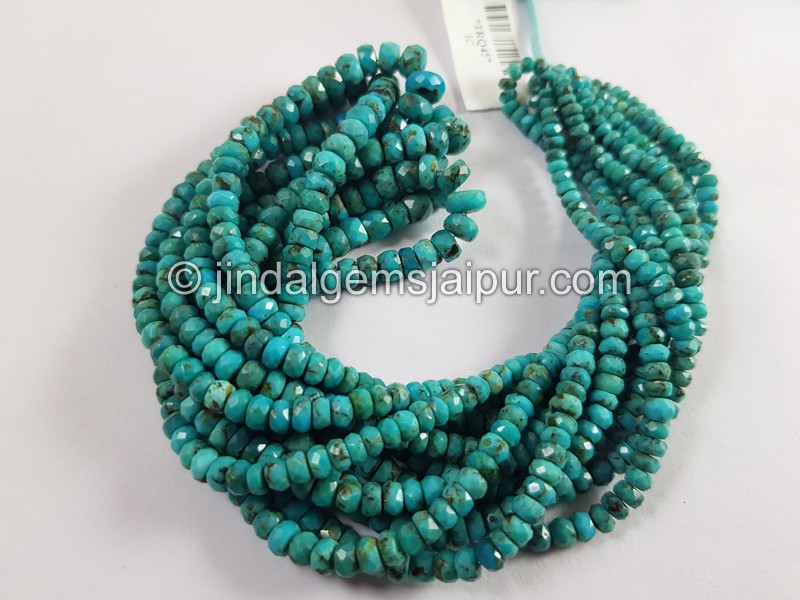 Natural Blue Turquoise Faceted Roundelle Beads