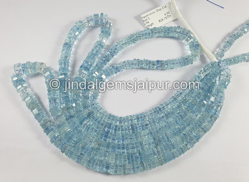 Aquamarine Step Cut Bolt Shape Beads