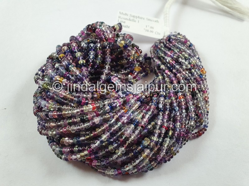 Multi Sapphire Smooth Roundelle Beads