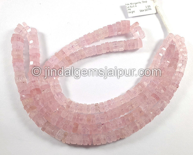 Pink Morganite Step Cut Bolt Shape Beads
