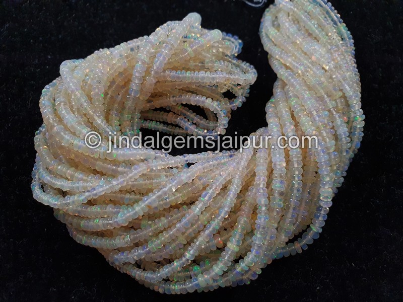 White Ethiopian Opal Smooth Roundelle Beads