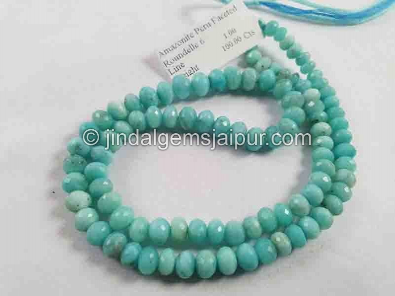 Peruvian Amazonite Faceted Roundelle Beads