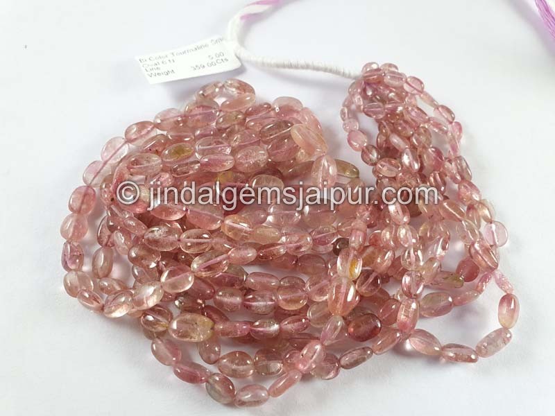 Bi Color Tourmaline Smooth Oval Beads
