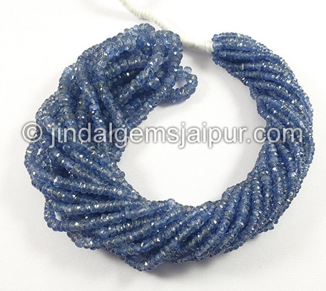 Blue Sapphire Faceted Roundelle Shape Beads
