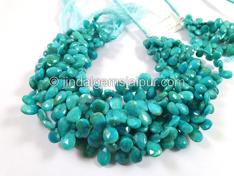 Natural Greenish Blue Turquoise Faceted Pear