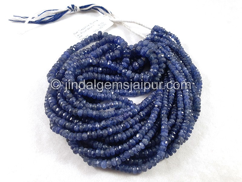 Blue Sapphire Burma Faceted Roundelle Shape Beads