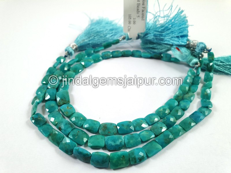 Natural Blue Turquoise Faceted Chicklet Beads