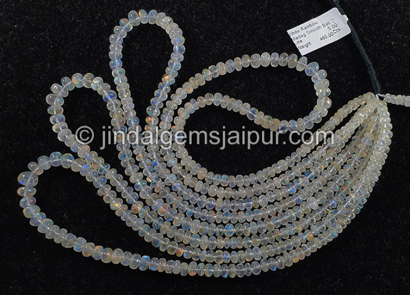 White Rainbow Madagascar Smooth Roundelle Shape Beads