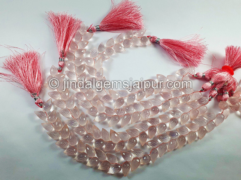 Rose Quartz Faceted Tulip Drops Shape Big Beads