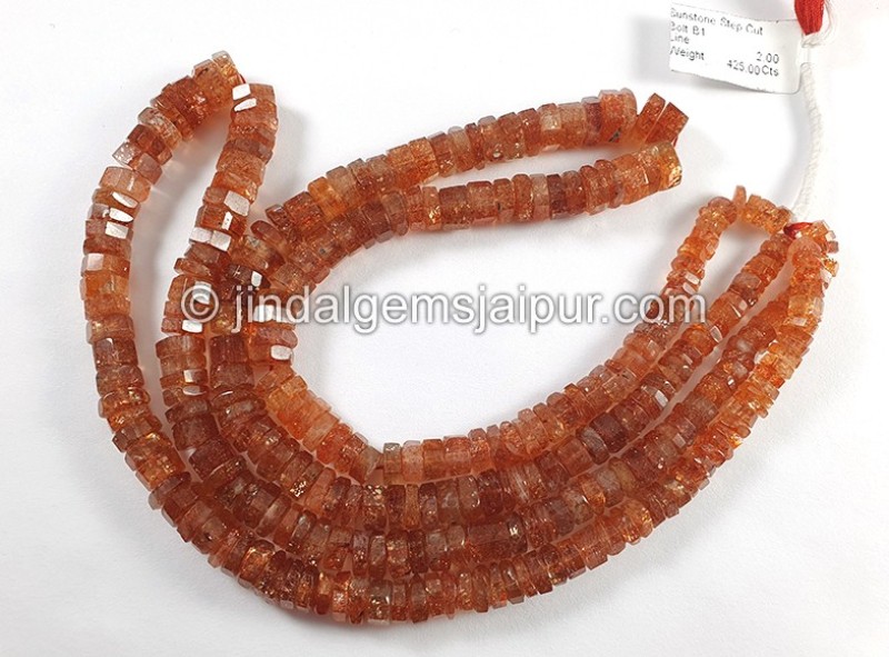 Sunstone Step Cut Bolt Shape Beads