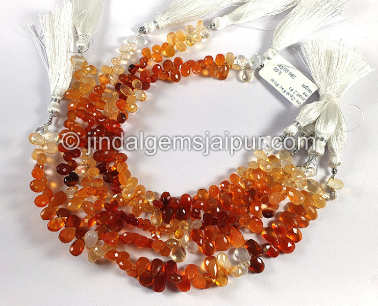 Fire Opal Faceted Pear Shape Small Beads