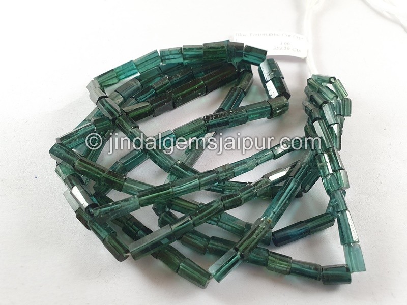 Blue Tourmaline Step Cut Pipe Beads