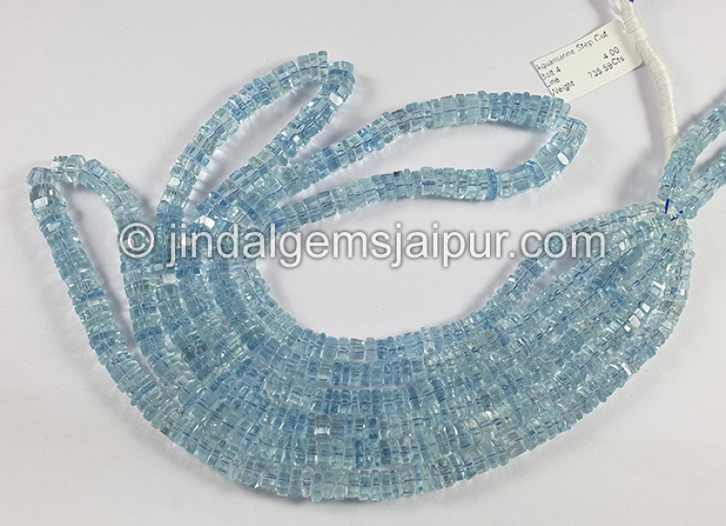Aquamarine Step Cut Bolt Shape Beads