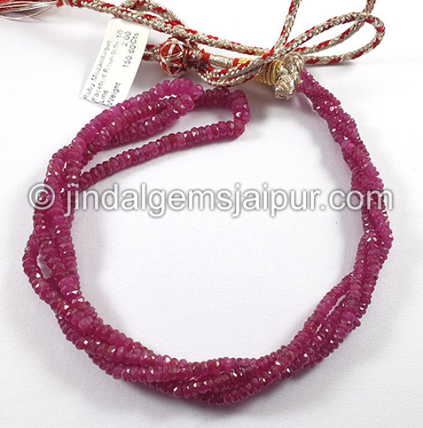 Ruby Mozambique Faceted Roundelle Shape Beads