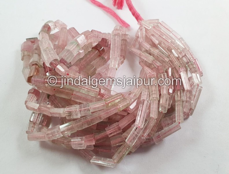 Pink Tourmaline Shaded Step Cut Cylinder Beads
