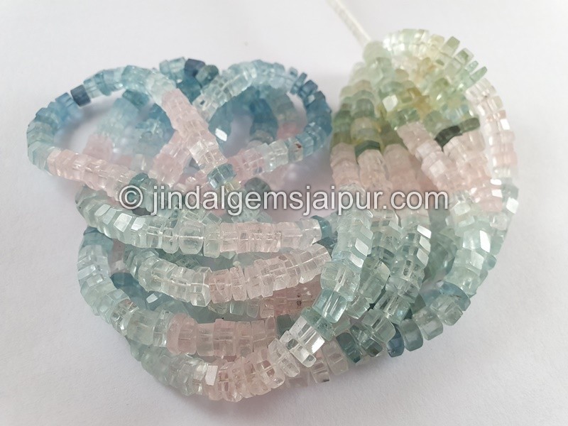 Multi Aquamarine Step Cut Bolt Beads