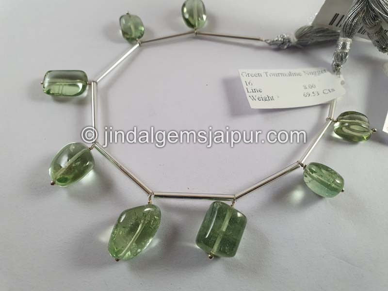 Bluish Green Tourmaline Smooth Nugget Beads