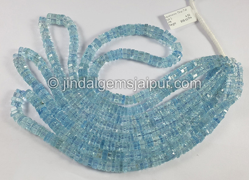 Aquamarine Step Cut Bolt Shape Beads