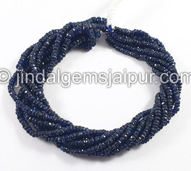 Blue Sapphire Faceted Roundelle Shape Beads