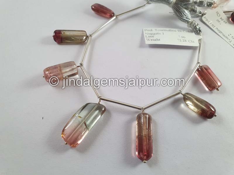 Bi Color Tourmaline Smooth Nugget Beads
